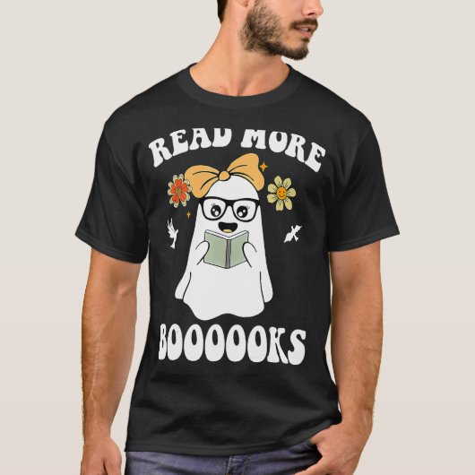 キュートブークス読幽霊もっと本おもしろい先生H Tシャツ (正面)