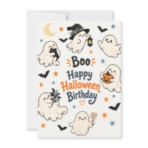 キュートブーハロウィンゴースト誕生日カード