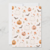 キュートブーハロウィンベイビーシャワーピンクパンプキン 招待状 (裏面)