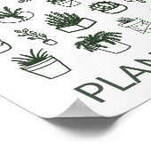 キュートプラントマムハウスプラントイラストレーションイングリーン ポスター (角)