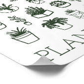 キュートプラントレディーハウスプラントイラストレーションイングリーン ポスター (角)