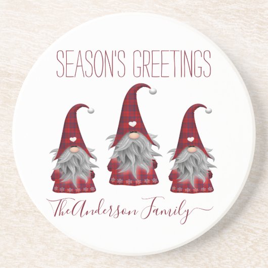 キュートプラ素朴イドパーソナライズされたクリスマス格言小妖精や小人 コースター (正面)