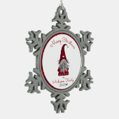 キュートプラ素朴イドパーソナライズされたクリスマス格言小妖精や小人 スノーフレークピューターオーナメント (左)