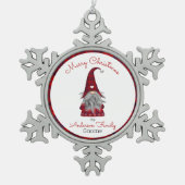 キュートプラ素朴イドパーソナライズされたクリスマス格言小妖精や小人 スノーフレークピューターオーナメント (正面)