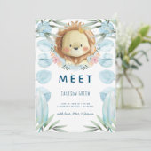 キュートプリンスライオンイラストレーションフォトコラージュ誕生 案内状 (スタンド正面)