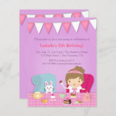 キュートプリンセスティーパーティー誕生日招待状 招待状 (正面/裏面)