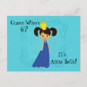 キュートプリンセス付きクラウン誕生日招待状 インビテーションポストカード (正面)