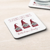 キュートプレイ素朴ドクリパーソナライズされたスマス格言小妖精や小人 コースター (左側)