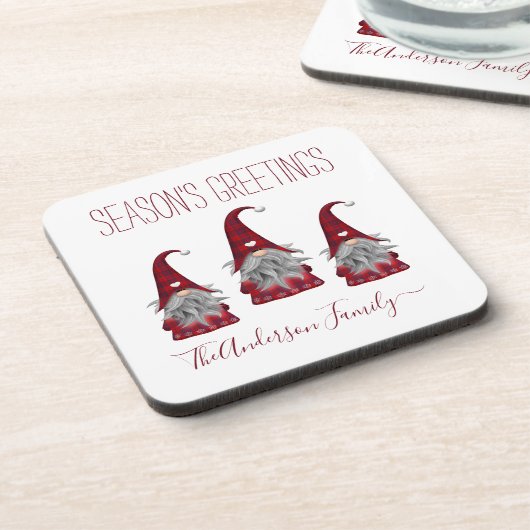 キュートプレイ素朴ドクリパーソナライズされたスマス格言小妖精や小人 コースター (左側)