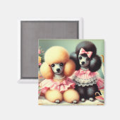 キュートプードルイラストレーション マグネット (正面/裏面)