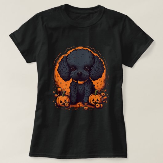 キュートプードルハロウィンスタンダードプードル愛犬家B Tシャツ (デザイン正面)
