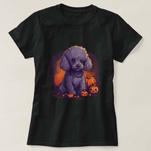 キュートプードルハロウィンスタンダードプードル愛犬家B Tシャツ (デザイン正面)