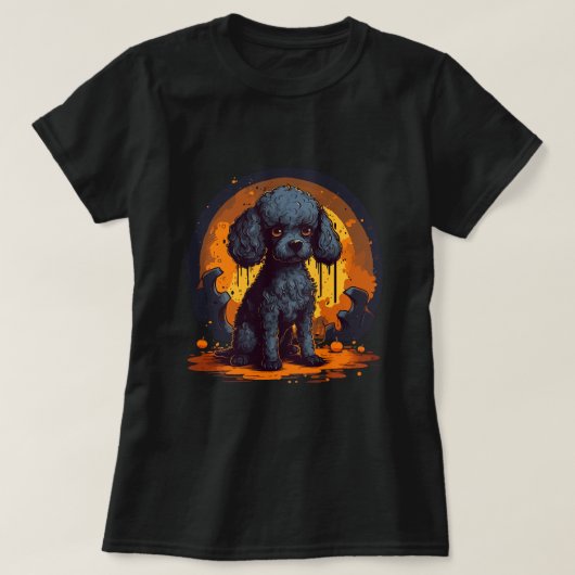 キュートプードルハロウィンスタンダードプードル愛犬家B Tシャツ (デザイン正面)