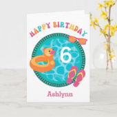 キュートプールサマー6誕生日 カード (黄色い花)