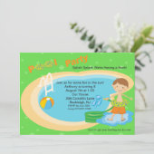 キュートプールパーティーボーイズ誕生日招待状 招待状 (スタンド正面)