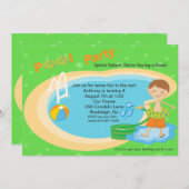 キュートプールパーティーボーイズ誕生日招待状 招待状 (正面/裏面)