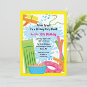 キュートプールパーティー誕生日招待状 招待状 (スタンド正面)