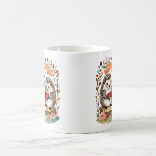 キュートヘッジホグスヴァレンティパーソナライズされたネス コーヒーマグカップ (中央)