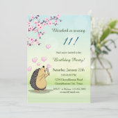 キュートヘッジホッグさくらんぼブロッサムガールズ誕生日 招待状 (スタンド正面)