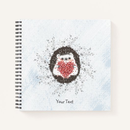 キュートヘッジホッグカスタム文字ブルー ノートブック (正面)