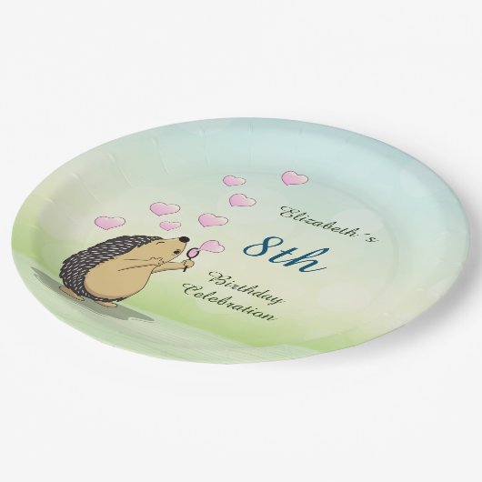 キュートヘッジホッグガールズ誕生日 ペーパープレート (アングル)