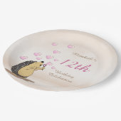 キュートヘッジホッグガールズ誕生日 ペーパープレート (アングル)