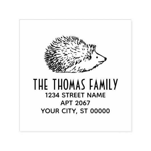 キュートヘッジホッグスクエアネーム差出人住所 セルフインキングスタンプ (デザイン)