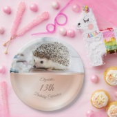 キュートヘッジホッグバラ金ゴールド |カスタム誕生日 ペーパープレート (パーティー)