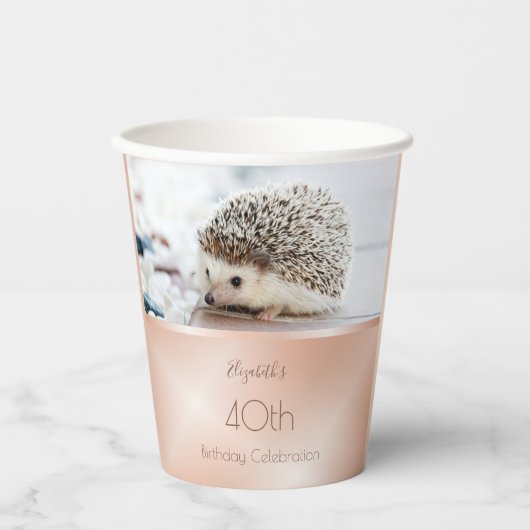 キュートヘッジホッグバラ金ゴールド |カスタム誕生日 紙コップ (正面)