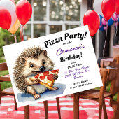 キュートヘッジホッグピザパーティー誕生日 招待状
