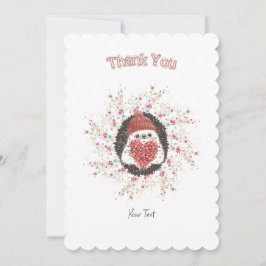 キュートヘッジホッグピンクカスタムハート サンキューカード