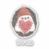 キュートヘッジホッグピンクハート文字 シール (正面)