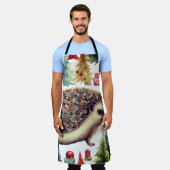 キュートヘッジホッグホリデーツリーズ エプロン (着用した状態)