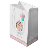 キュートヘッジホッグ誕生日 ミディアムペーパーバッグ (正面アングル)