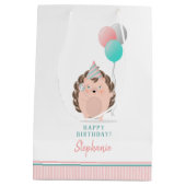 キュートヘッジホッグ誕生日 ミディアムペーパーバッグ (裏面)