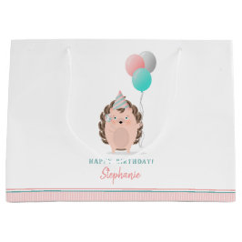キュートヘッジホッグ誕生日 ラージペーパーバッグ