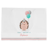 キュートヘッジホッグ誕生日 ラージペーパーバッグ (裏面)