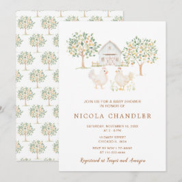 キュートヘンズファームバームベビーシャワー 招待状