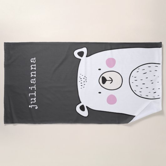 キュートベお洒落アイラストレーション名前をカスタムする ビーチタオル (正面)