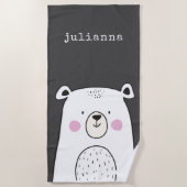 キュートベお洒落アイラストレーション名前をカスタムする ビーチタオル (正面)