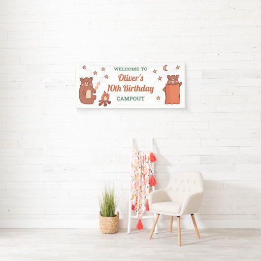 キュートベお洒落アーキャンプ誕生日ウェルカム 横断幕 (インサイチュ)