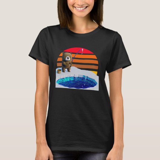 キュートベアアイス魚釣りサンセット Tシャツ (正面)
