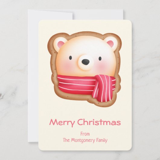 キュートベアインザウィンタースカーフクッキースケッチ シーズンカード (正面)