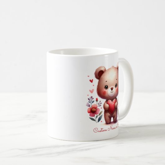 キュートベアカスタムマグバレンタインデー コーヒーマグカップ (正面右)