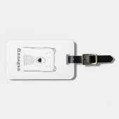 キュートベアシンプルラインイラストレーション名前をカスタムする ラゲッジタグ (正面横)