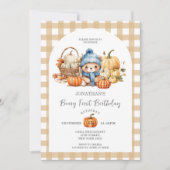 キュートベアジンガムパンプキンベイリーファースト誕生日 招待状 (正面)