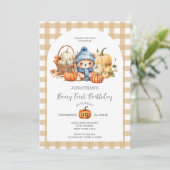 キュートベアジンガムパンプキンベイリーファースト誕生日 招待状 (スタンド正面)