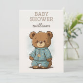 キュートベアテーマガールベビーシャワー招待状 招待状 (スタンド正面)