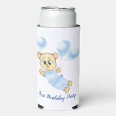 キュートベアテーマ少年の誕生日パーティー スリム缶クーラー (Seltzer正面)