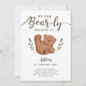 キュートベアテーマ少年の誕生日パーティー 招待状 (正面)